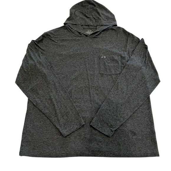 Vineyard Vines Edgartown Hooded Long Sleeve T-Shirt Dark Gray Whale Size Large - Picture 1 of 13